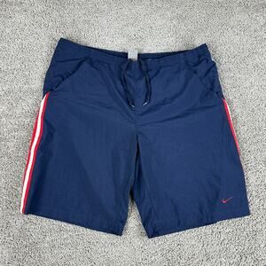 Nike Shorts Mens Extra Large Blue Red Stripe Swoosh Surfing Bathing Suit